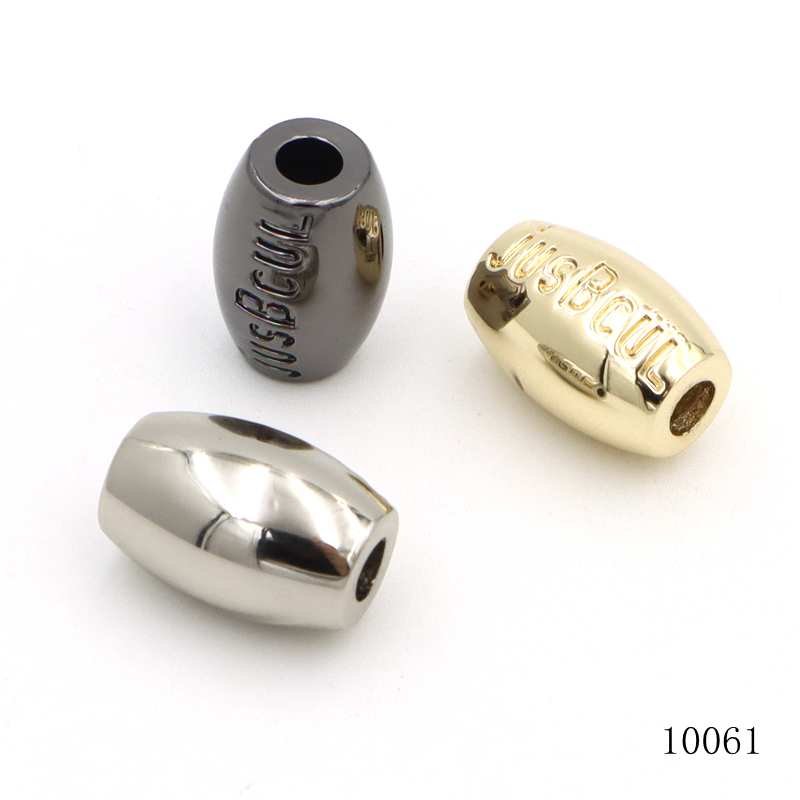 Light Gold And Nickle Plated Zinc Alloy Metal Rugby Shape Beads With Engraving Logo for Bracelet