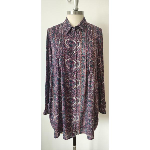 Жаккард 100% вискоза блузок сплел рубашку женщин