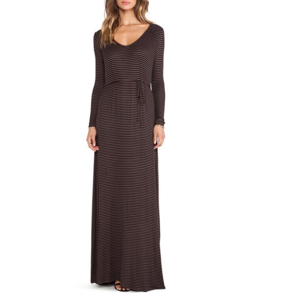 Casual V Neck Floor Length Maxi Dress