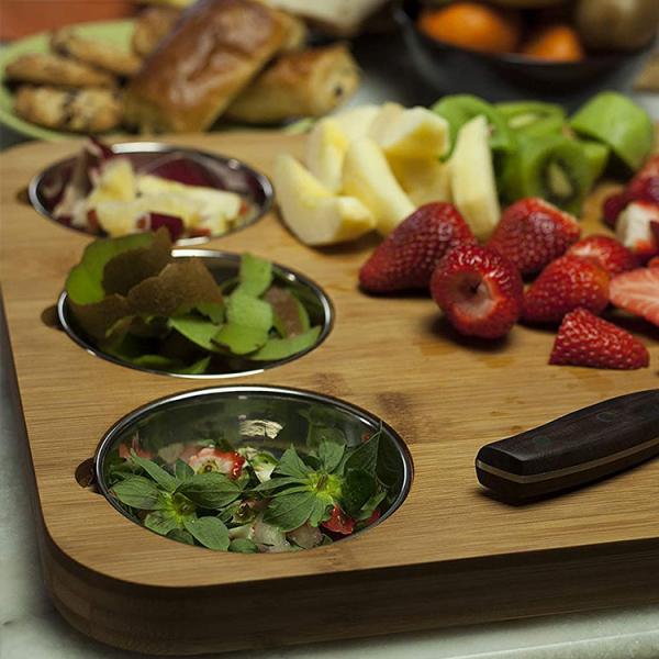 Блок мясника Moso кухни бамбуковый с OEM шаров нержавеющей стали