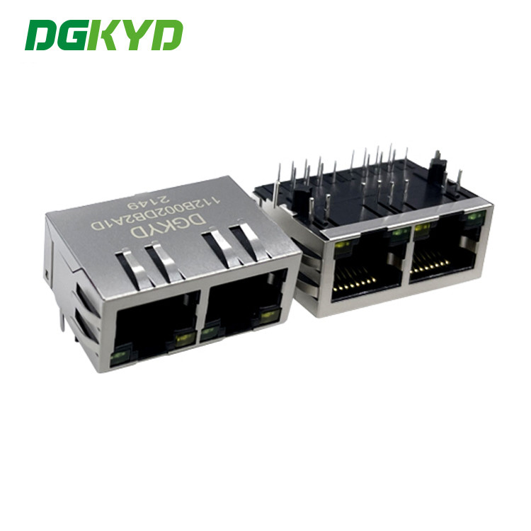 Соединители DGKYD112B002DB2A1D низкопрофильного 1x2 Cat6 RJ45 множественные гаван