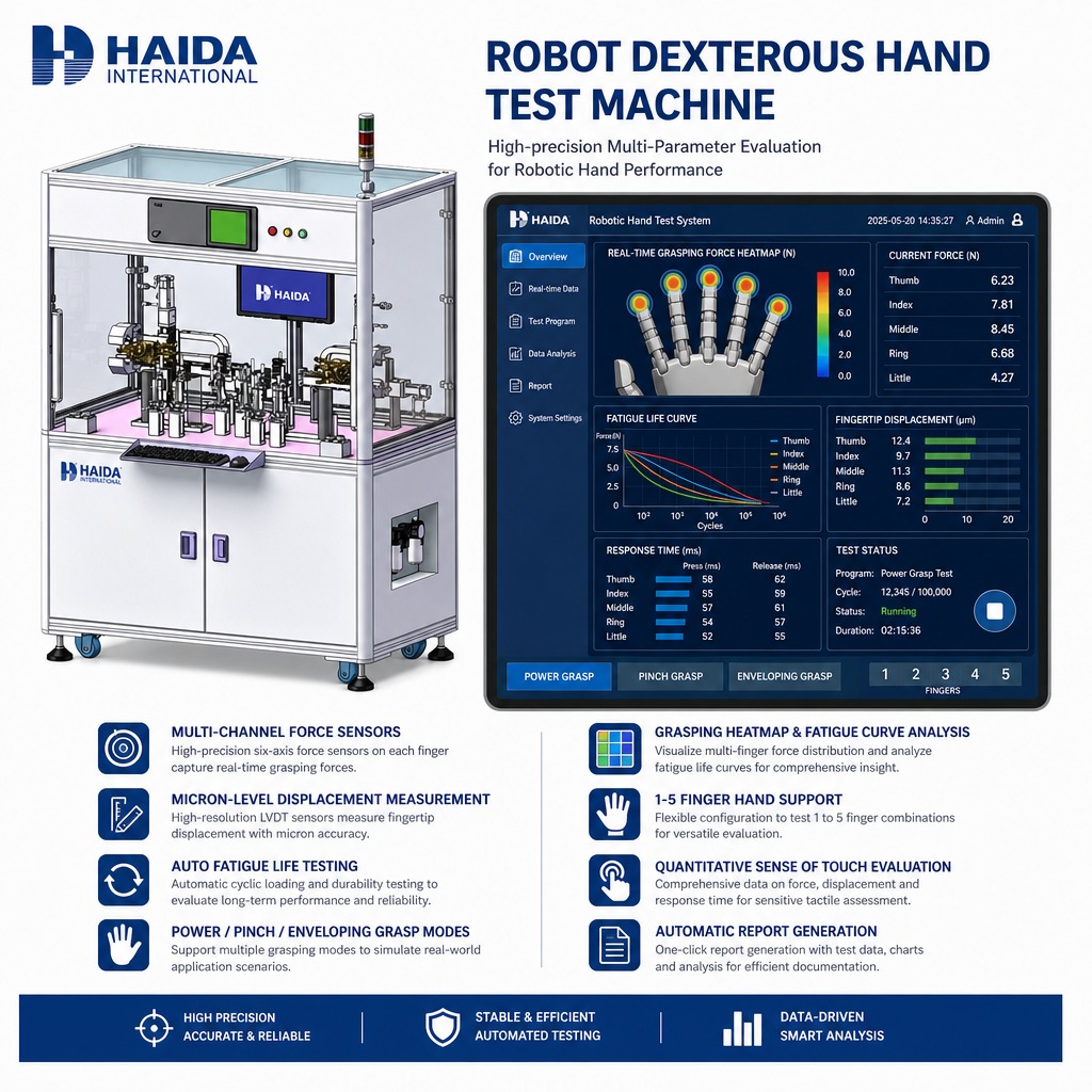 Robot Dexterous Hand Test Machine Multi Finger Grasping Force Tester Fingertip Displacement Fatigue Life Testing Equipment