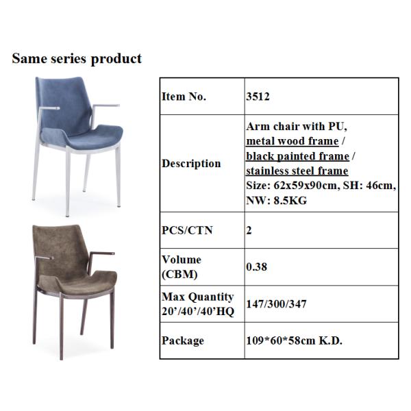 Black Painted Frame 62x59x90cm Arm Chair Dining Chairs