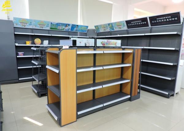 High End Boutique Shop Metal Frame Wood Shelves , Light Duty Metal And Wood Shelving Unit