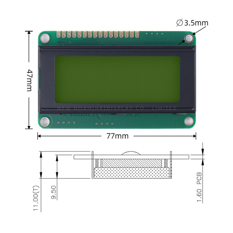 European Yellow Green Film 2004D 4*20 Standard Universal Interface ST7066U High Quality LCD Screen
