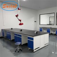 2022 bancos de laboratório feitos profissionalmente personalizados as tabelas resistentes químicas brancas do laboratório do cinza azul trabalham bancos Manufaturers
