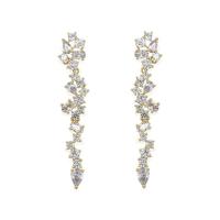 Boucles d'oreilles en cuivre en zircon blanc sur mesure