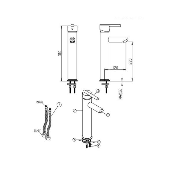 Contemporary Single hole Vessel Sink Faucets Basin Tap Deck Mounted