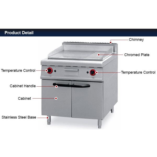 Plancha comercial de acero del hotel 2022 con el gabinete para el gas y eléctrico inoxidables