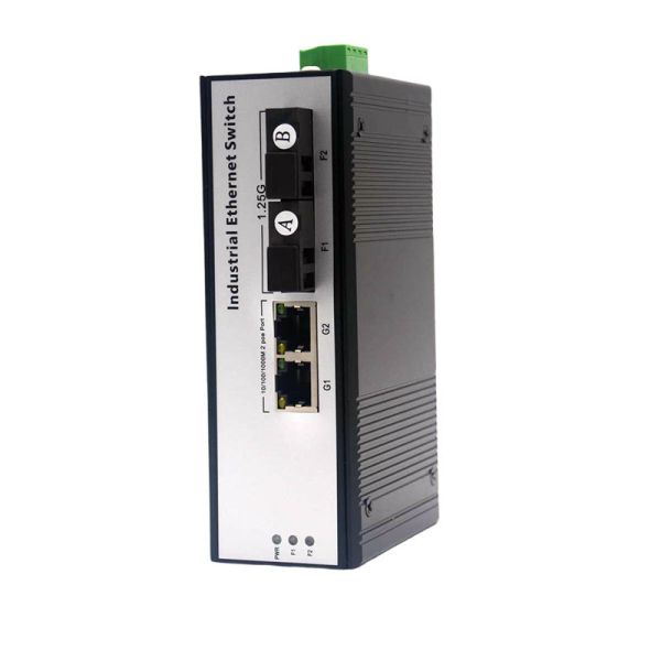 Rugged Industrial Gigabit Switch DIN Rail 2 SC Fiber Ports 2 Port PoE Ethernet