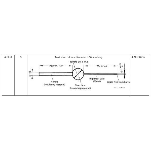 IEC61032 IPX4 Ingress Protection Test Equipment Rod Probe D 1mm