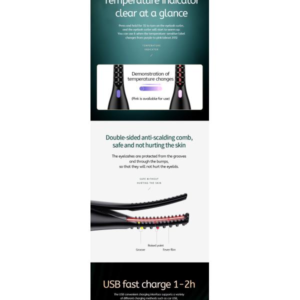 FCC Certified Mini Size Electric Heated Eyelash Curler 350mAh