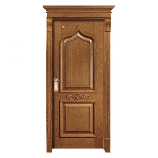 Single Flush Flower Carving Solid Wood Entrance Doors 45mm Thickness