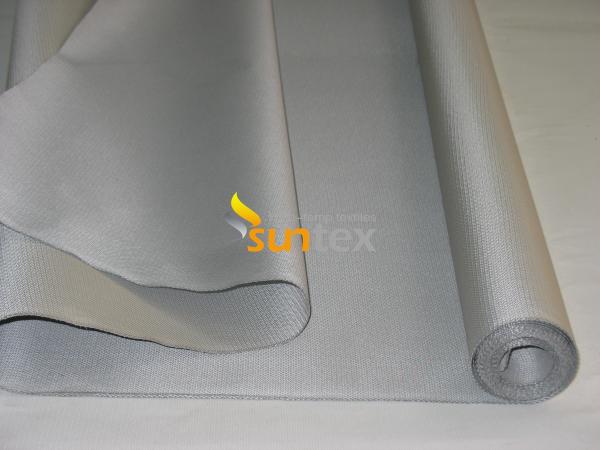 Grey Polyurethane Fiberglass Cloth Anti Heat Flame Retardant Silicone Coated Glass Fiber Cloth For Fireproof curtain