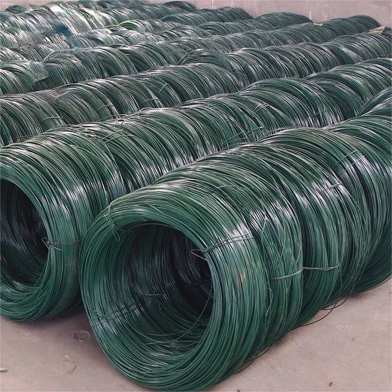 Pvc цвета зеленый покрыл провод оцинкованной стали, бандажную проволоку 1.2mm пластиковую покрытую