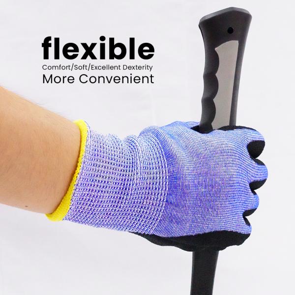 Black Non Slip Nitrile Polyester Work Gloves , Building Industrial Work Gloves