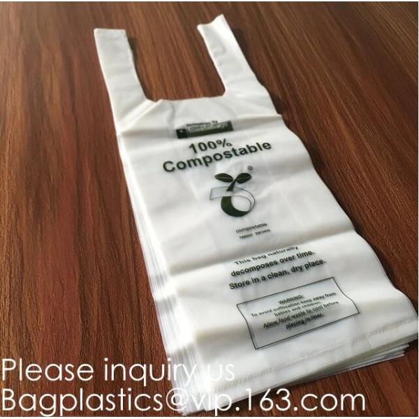 OK Compost 100% Corn Starch Biodegradable Plastic T Shirt Bag Vest Bag Bioplastic Shopping Bag For Grocery