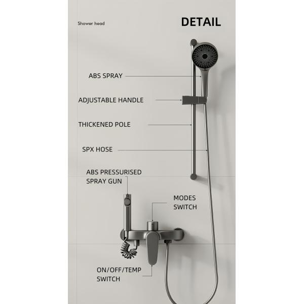 Luxury Modern Exposed Valve Showers Brass Body Electroplated Surface Three Outlets
