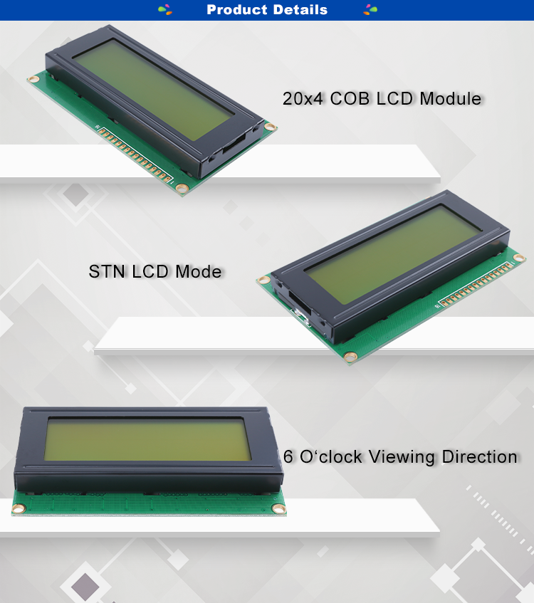 ODM HD44780 2004a 20x4 LCD Display Module With COB STN Character Type