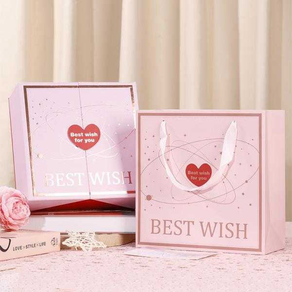 Luxury Double Opening Cosmetic Gift Box with Gold Foil Design