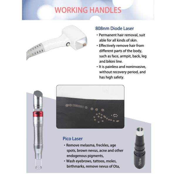 Professional Wash Eyebrows Picosecond Tattoo Removal Machine 808nm Diode Laser Hair Removal