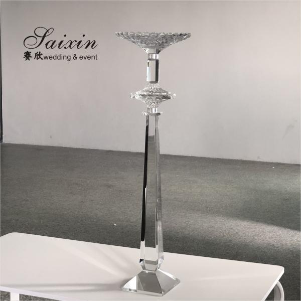 Chic event decoration centerpieces tall clear crystal flower stand vase for weddings