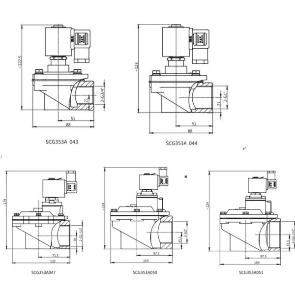 SCG353A044 Right Angle Remote Diaphragm Pilot Pulse Jet Valve DN25~DN75