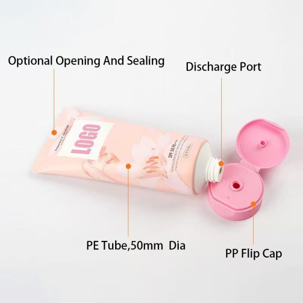 Flip Top Design 50mm Diameter Plastic Cream Tube Used for Skincare Cosmetic Package