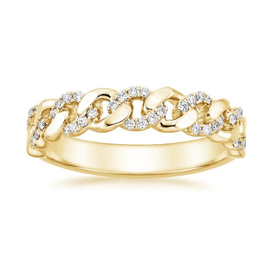 Микрон Пэйв CZ 18K Золото покрытое цепочка сцепления 925 Стерлинговое серебро Женские кольца