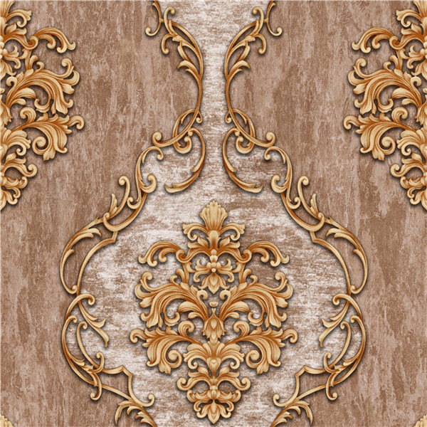 PVC vinyl wallpaper damask design classic metallic color washable waterproof