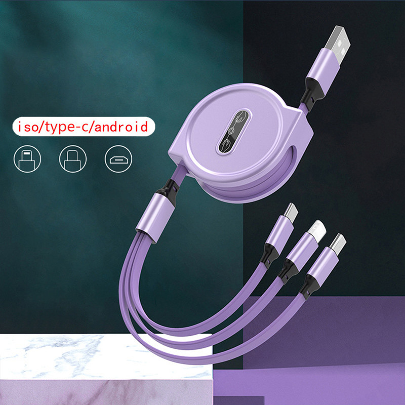 Портативный TPE 3 в 1 кабеле данным по микро- кабеля USB телескопичном быстром поручая