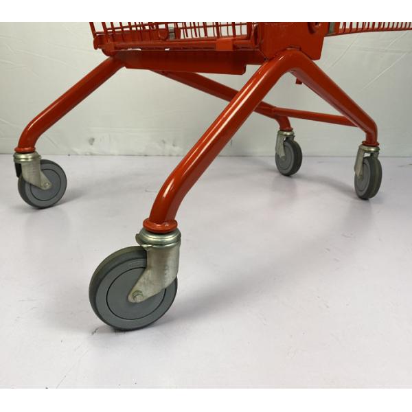 Красная тележка вагонетки покупок металла брызг 180L европейская с белыми колесами ручки TPR