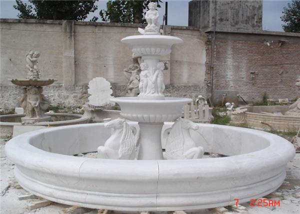 Luxury Decorative Landscaping Stone For Villa Garden Hand Carved White Marble Fountain