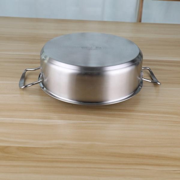 Double Handle Kitchen Soup Pots  24cm Stainless Steel With Glass Lid