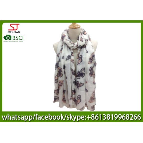 China manufactuer buttlefly print scarf 100% Acrylic 82*200cm shawl hijab online wholesale exporter