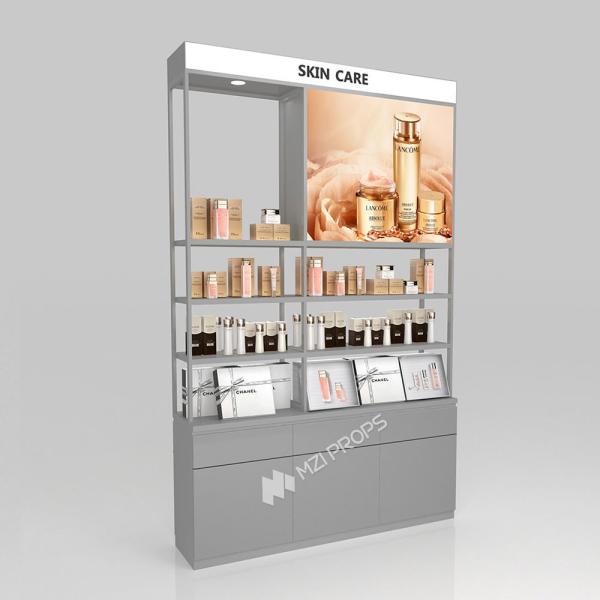 Retail Skincare Cosmetic Display Shelves Equipment Double Sided For Visual Merchandising