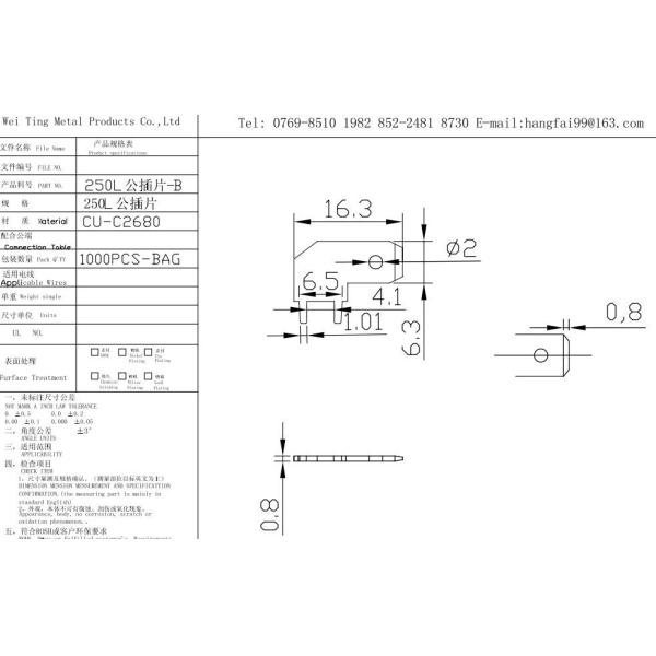 Custom Precision 250 Terminal / Stamping Terminal Connector Oem Service