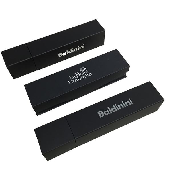 Caja de regalo del papel de la cartulina negra larga de CMYK/de PMS para el paraguas