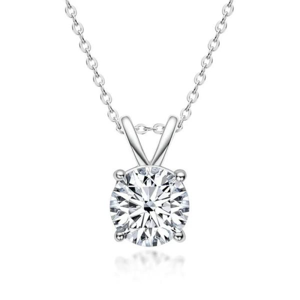 925 Sterling Silver Pendant for Girls 18K Yellow Gold Round Cut Solitaire Stone Gift