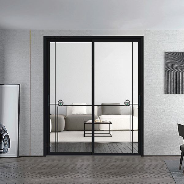 Safe Durable Aluminum Tempered Glass Entry Door Easy To Clean