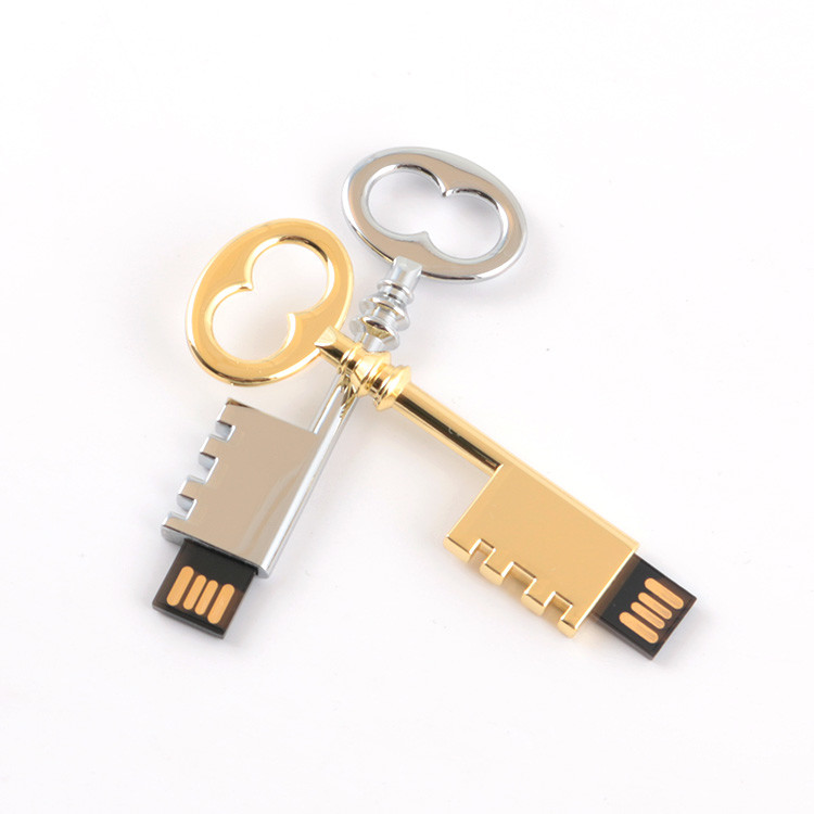 Привод ключа металла 128GB внезапный соответствует USB серебра и золота США стандартный сияющий ретро