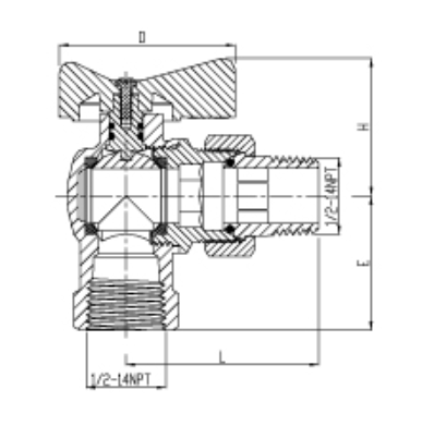 LT-3020 90 degrés soupape à gaz forgé corps à deux pièces plein port 1/2 