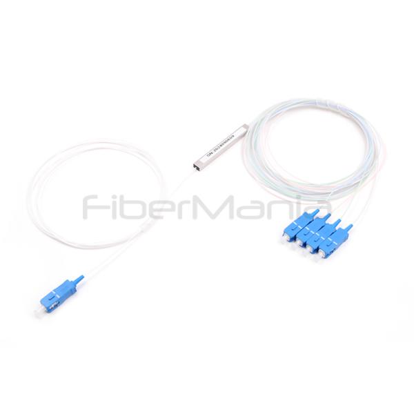 Steel Tube 900um 1X4 PLC Splitter With SC/UPC Fiber Connectors