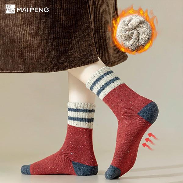 Soft Cozy Merino Wool Socks Striped Colorful Thermal Warm Socks