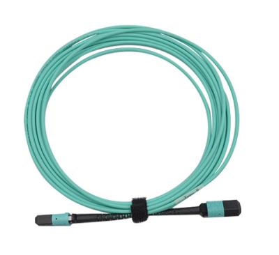 Female To Female MPO Patch Cord OM3 8fo 12fo 24fo 3.0mm OFNP Aqua B