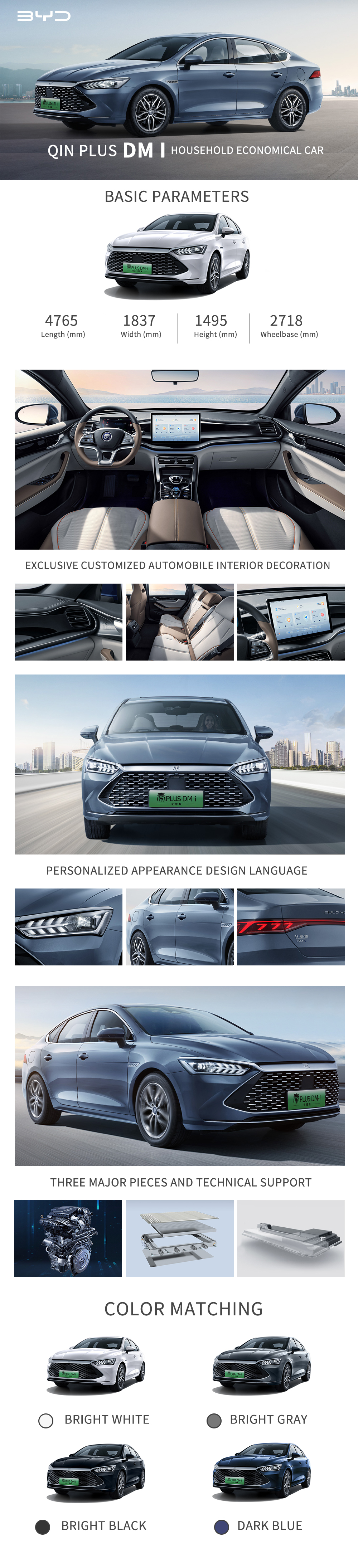 BYD Qin Plus Электромобиль Низкая цена 30 км/ч Скорость Новая энергия BYD Qin Plus транспортное средство