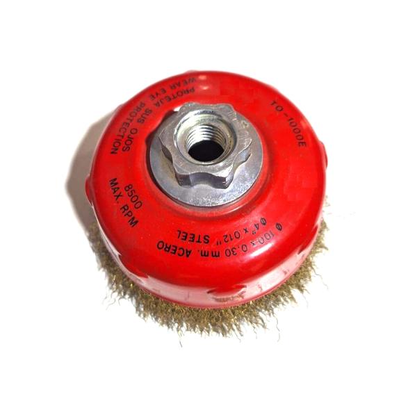 100mm Outer Diameter Crimped Wire Brass Coated Cup Wire Brush for Angle Grinder