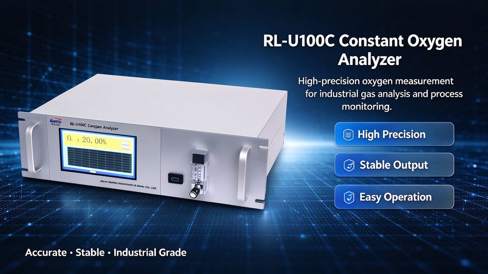 Oxygen Laser Gas Analyzer High Accuracy O2 Gas Detector 0.00-25% Range With LCD Display