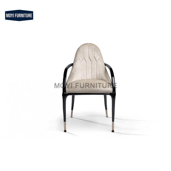 Italian Design Dining Chairs with Comfortable Genuine Leather Backrest Wood Legs