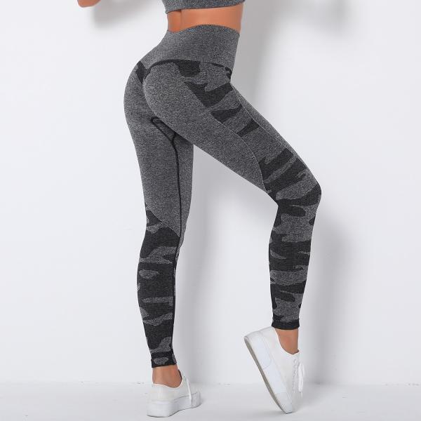 High-waisted seamless yoga pants sexy hip-lifting net red camouflage fitness pants running fitness tights